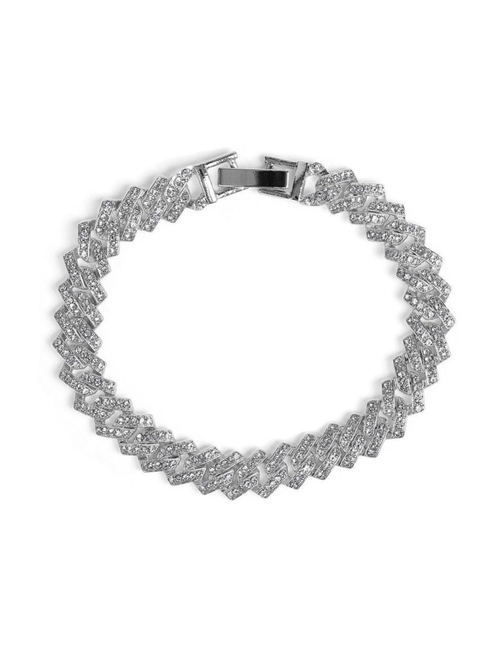 Invicta Silver Pave Cuban Link Bracelet